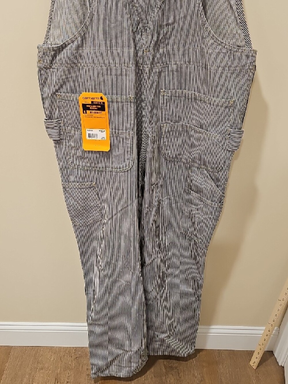 Carhartt Women's Gray Stripe Cotton Work Overalls; NWT; XL - Picture 8 of 10